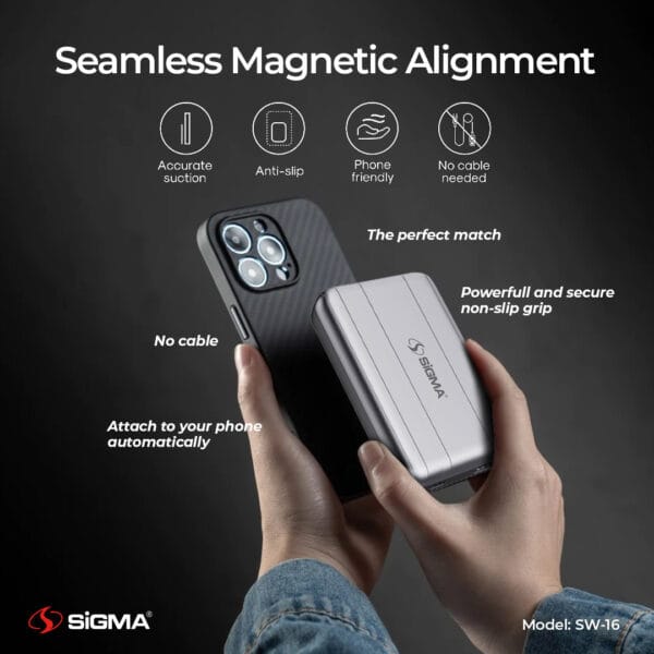 Sigma Wireless Power Bank 10000mAh SW-16 Mag Safe - Image 3